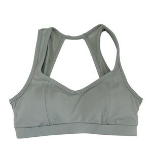 Cleo Harper Sports Bra Womens Small Gray Padded Solid Cut Out Pullover Athletic